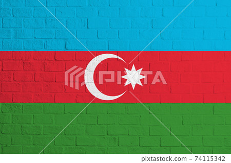 Flag of Azerbaijan. Brick wall texture of the flag of Azerbaijan Flag of Azerbaijan. Brick wall texture of the flag of Azerbaijan 74115342