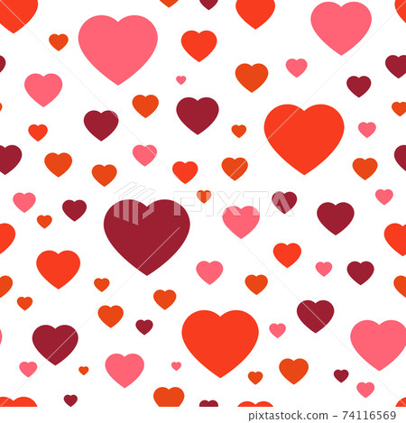 Seamless vector pattern red hearts on white... - Stock Illustration ...