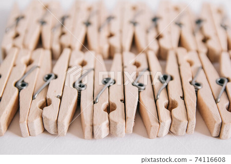 Set of clothespins isolated on white background 74116608