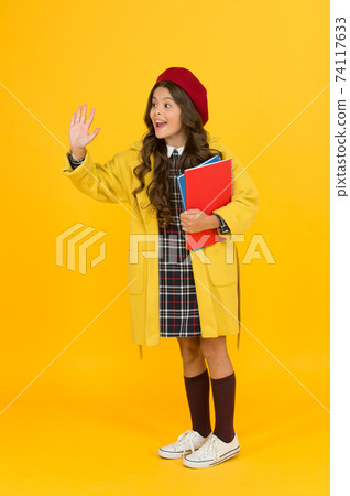 hello. cheerful child ready for schoolyear. education. happy childhood.  74117633