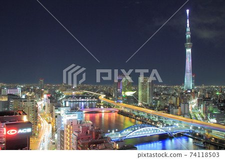 Tokyo Sky Tree and city night view 74118503