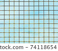Metal lattice against light blue sky, illustration 74118654