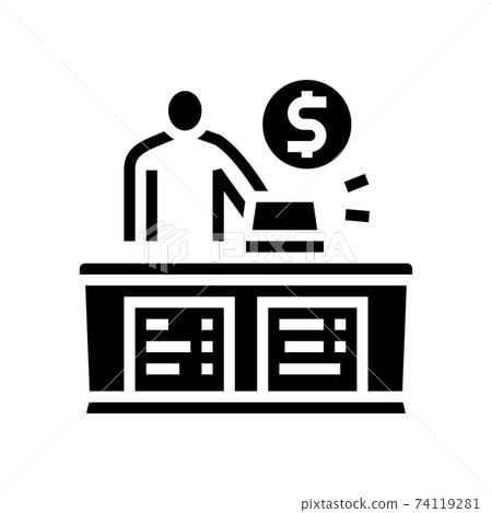 cashier seller at counter glyph icon vector illustration cashier seller at counter glyph icon vector illustration 74119281