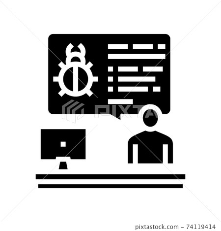 sysadmin information about virus glyph icon... - Stock Illustration ...