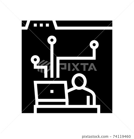 developer working and codding program glyph icon vector illustration developer working and codding program glyph icon vector illustration 74119460