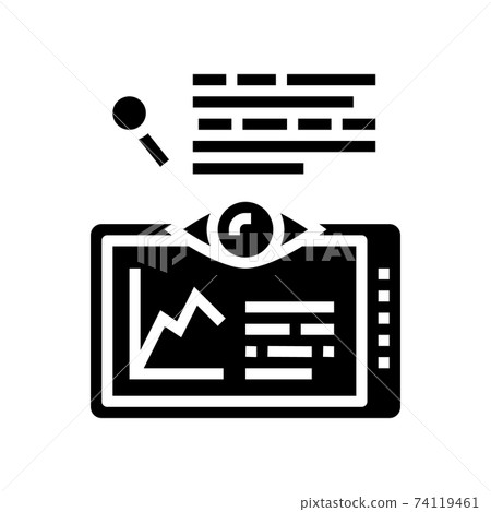 research infographic on tablet screen glyph icon vector illustration 74119461