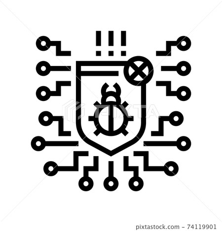 computer protection program anti-virus line... - Stock Illustration ...