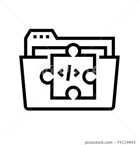 folder with program code files line icon vector... - Stock Illustration ...