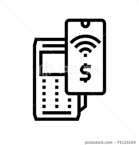 smartphone contactless payment pos terminal line icon vector illustration smartphone contactless payment pos terminal line icon vector illustration 74120269