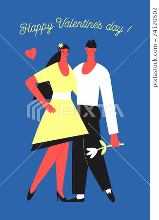 Valentines Day graphics, a young man and a girl are standing in an embrace Valentines Day graphics, a young man and a girl are standing in an embrace 74120502