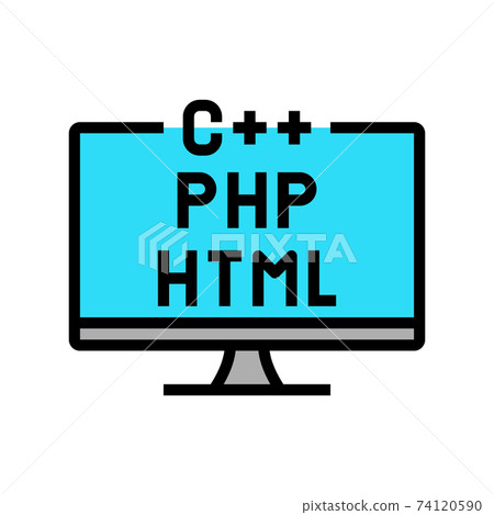 coding on different program languages color icon vector illustration coding on different program languages color icon vector illustration 74120590