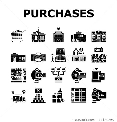 Purchases And Shopping Collection Icons Set Vector 74120869