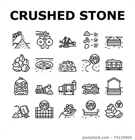 Crushed Stone Mining Collection Icons Set Vector 74120904