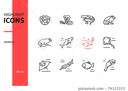 Animals collection - line design style icons set 74121553