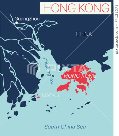 Map Of Macau And Hong Kong Hong Kong Detailed Editable Map - Stock Illustration [74122572] - Pixta