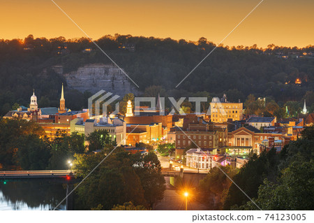 Frankfort, Kentucky, USA town skyline on the Kentucky River 74123005