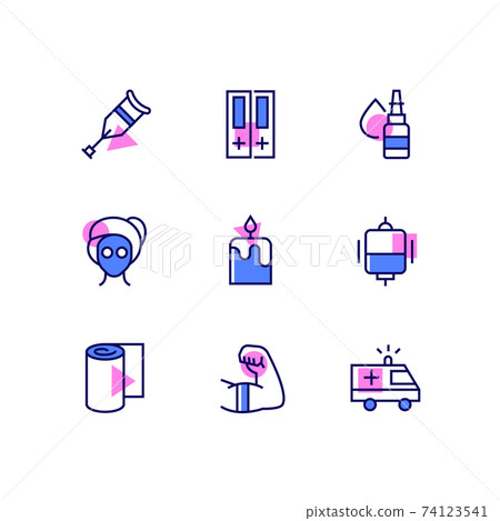 Healthcare and medicine - line design style... - Stock Illustration ...