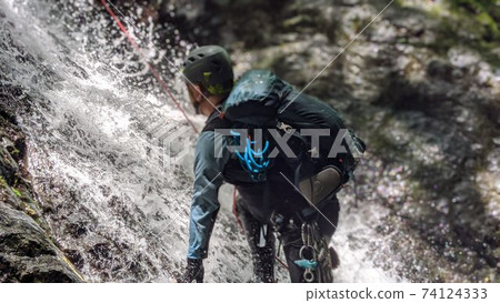 Men doing shower climbing 74124333