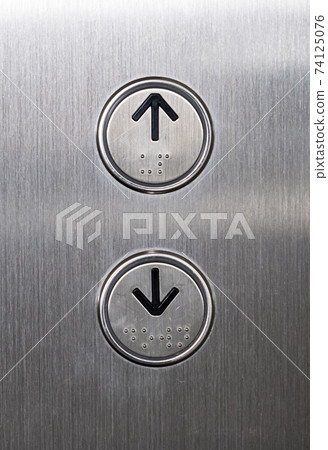 Arrow symbol with the braille on the push button. Arrow symbol with the braille on the push button. 74125076