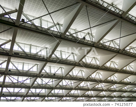 Modern ceiling with the many windows. 74125077
