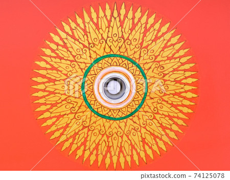 Circle pattern in the traditional Thai style around the led bulb Circle pattern in the traditional Thai style around the led bulb 74125078