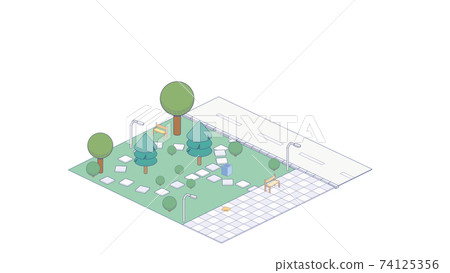 Vector Isometric city park with pinetrees and... - Stock Illustration ...