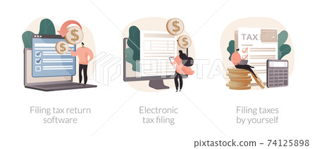 Filing taxes by yourself abstract concept vector illustrations. Filing taxes by yourself abstract concept vector illustrations. 74125898