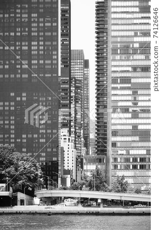 Black and white picture of New York City diverse architecture, USA. Black and white picture of New York City diverse architecture, USA. 74126646