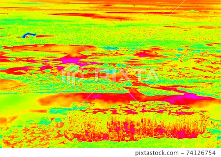 Cold and warmth in landscape, heat from sun rays absorbing. Infrared thermovision image Cold and warmth in landscape, heat from sun rays absorbing. Infrared thermovision image 74126754