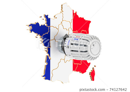 Saving heating consumption in France, 3D rendering Saving heating consumption in France, 3D rendering 74127642