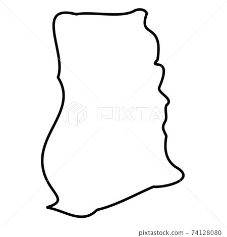 Ghana - solid black outline border map of country area. Simple flat vector illustration 74128080