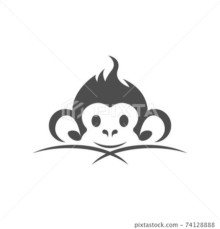 Monkey logo icon illustration vector flat design - Stock Illustration ...