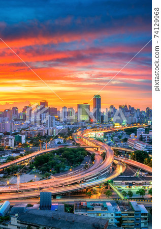 Bangkok city view with expressway. Bangkok city view with expressway. 74129968