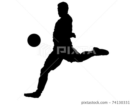 Goalkeeper silhouette kicking the ball_1 74130331