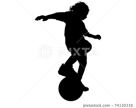 Silhouette Of A Soccer Boy Handling The Ball Stock Illustration