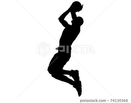 Silhouette of a basketball player hitting a shot Silhouette of a basketball player hitting a shot 74130368