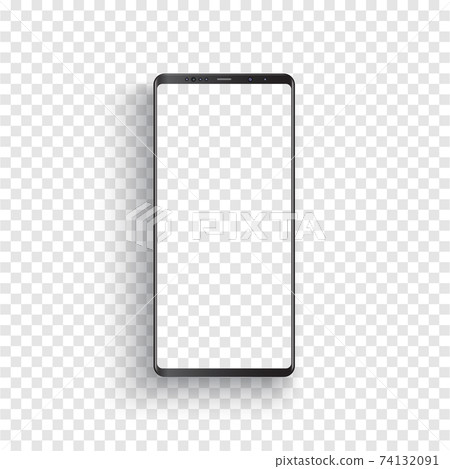 Modern realistic black smartphone. Smartphone with isolated on transparent background. 3D Vector illustration of cell phone. 74132091