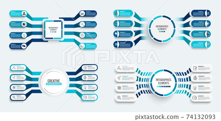 Set vector infographic template with 3D paper label, integrated circles. Business concept with 8 options. For content, diagram, flowchart, steps, parts, timeline infographics, workflow, chart. 74132093