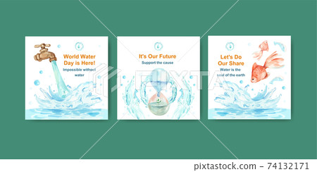 Advertise template with world water day concept design for business and marketing watercolor vector illustration Advertise template with world water day concept design for business and marketing watercolor vector illustration 74132171