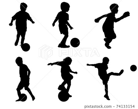 Boy soccer silhouette_set 74133154