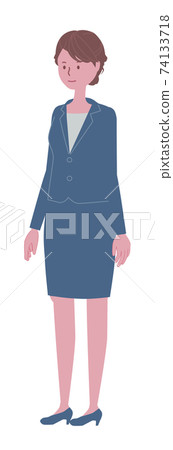 一個女人穿著藍色西裝直站的插圖 74133718
