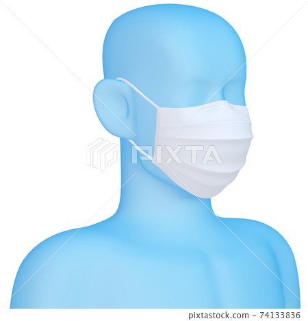 Illustration of hygiene mask Mask White bleeds type Mannequin usage example (1_4) Illustration of hygiene mask Mask White bleeds type Mannequin usage example (1_4) 74133836