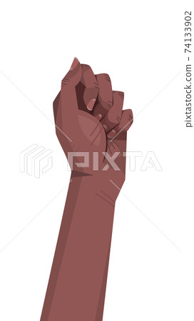 international womens day raised up black fist strong girl power concept female hand vertical 74133902