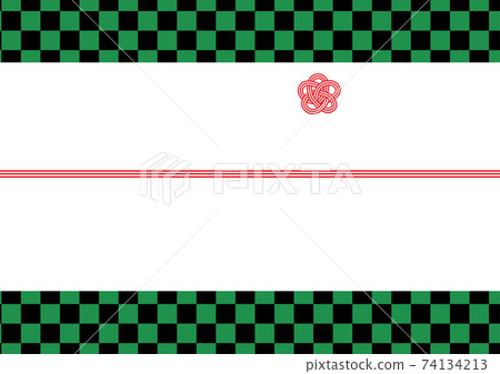 Casual Noshi paper template green and black checkered pattern 74134213