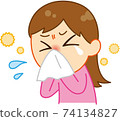 A woman biting her nose by hay fever 74134827