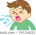A man who sneezes 74134831