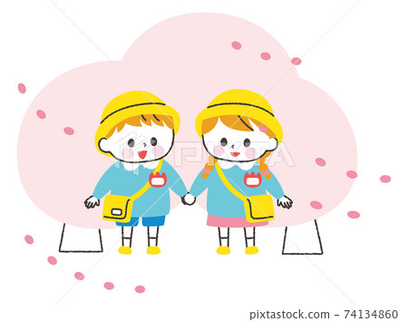 幼兒園兒童插畫春天白皮膚 幼兒園兒童插畫春天白皮膚 74134860