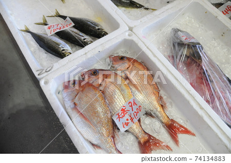天然泰國在海鮮市場排隊 74134883