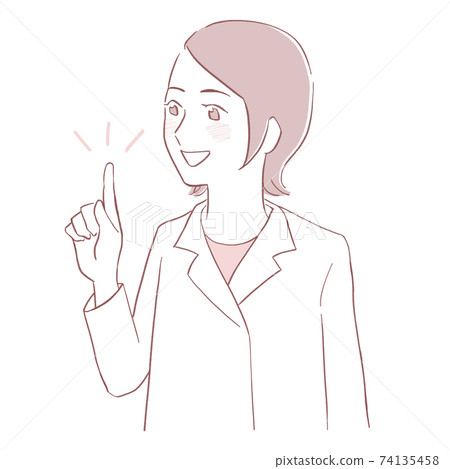 一位白大褂的女醫生舉起她的食指 74135458