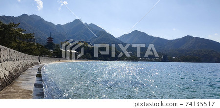 A quiet landscape photograph of Miyajima without people A quiet landscape photograph of Miyajima without people 74135517